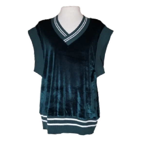 ASOS Jackets & Blazers - ASOS V-Neck Pullover Sleeveless Velour Sweater Vest Green Size S